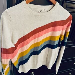 Used Marine Layer Cream and Red Striped Sweater size XS